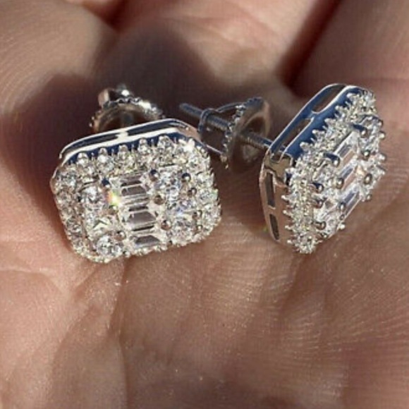 New 925 Sterling silver Diamond Stud Earrings - Picture 4 of 5